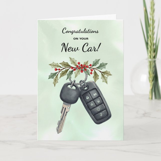Herzlichen Glückwunsch New Car Christmas Holries Karte (Vorderseite)