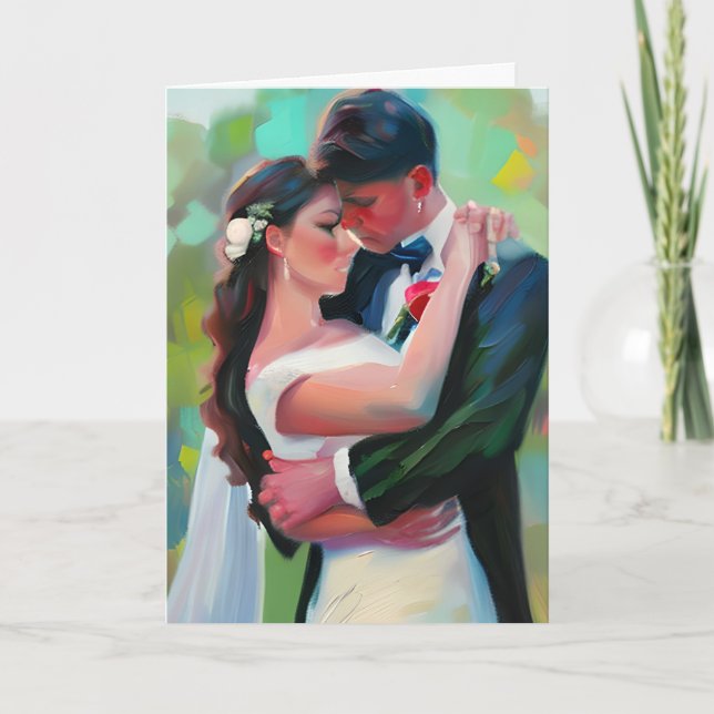 Herzlichen Glückwunsch Newlyweds | Aquarellkunst Karte (Vorderseite)