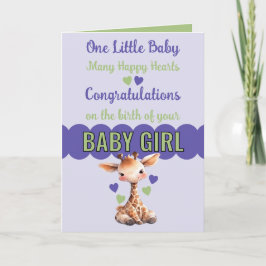 Herzlichen Glückwunsch, niedliche Giraffe lila Karte