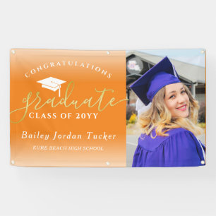 Herzlichen Glückwunsch Orange Gold Foto Abschluss Banner