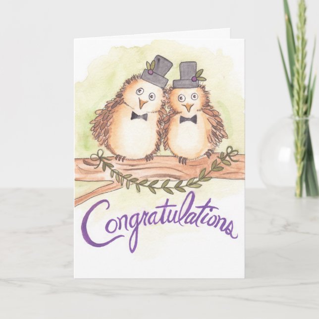 Herzlichen Glückwunsch Owls für die Hochzeit von G Karte (Vorderseite)
