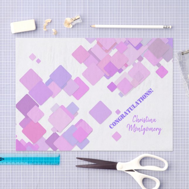 Herzlichen Glückwunsch Pastel Lila Geometric Abstr Seidenpapier (Handwerk)