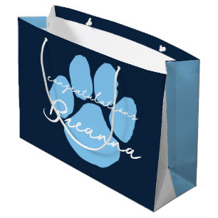 Herzlichen Glückwunsch Pawprint Navy & Baby Blue Große Geschenktüte