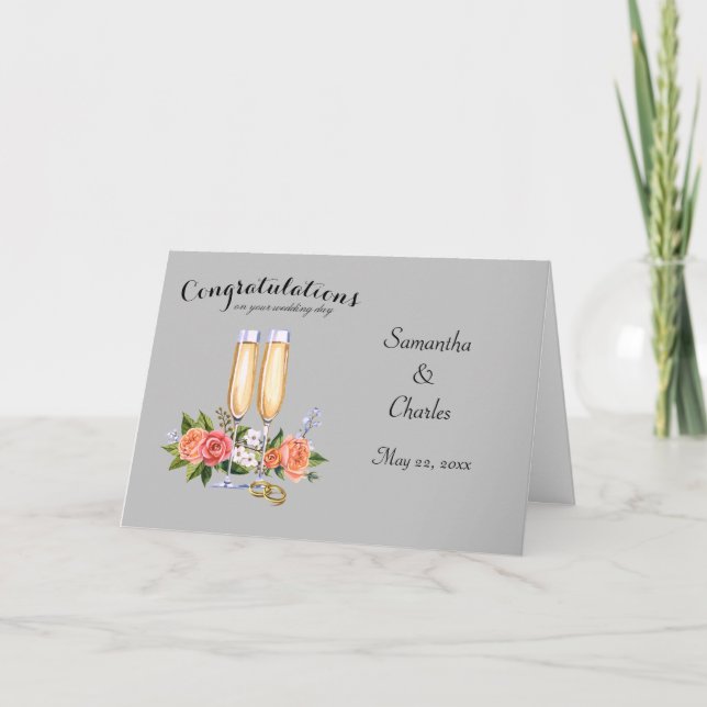 Herzlichen Glückwunsch Personalisierte Hochzeitkar Karte (Vorderseite)