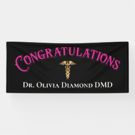 Herzlichen Glückwunsch Pink Gold Dentist Zahnarzt  Banner