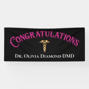 Herzlichen Glückwunsch Pink Gold Dentist Zahnarzt  Banner