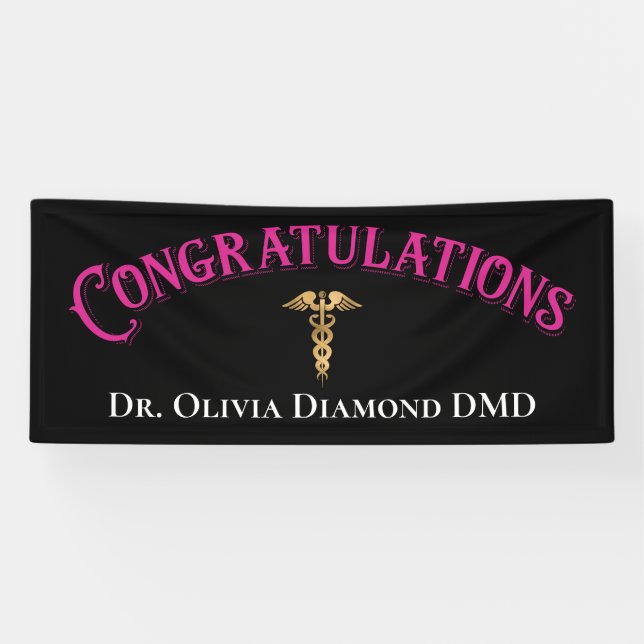 Herzlichen Glückwunsch Pink Gold Dentist Zahnarzt  Banner (Horizontal)
