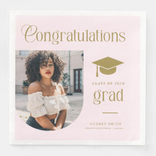 Herzlichen Glückwunsch Pink Gold Grad Fotoarchiv Serviette