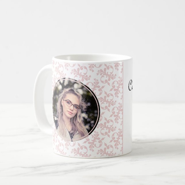 Herzlichen Glückwunsch Pink Rokoko Abschluss Foto  Kaffeetasse (Vorderseite Links)