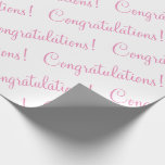 Herzlichen Glückwunsch Pink Script Wedding Baby Du Geschenkpapier<br><div class="desc">Herzlichen Glückwunsch! Hübsches rosa Papier für Hochzeit, Brautparty, Babydusche, Werbeaktion, Neugeborene, etc. Einfach und süß.</div>