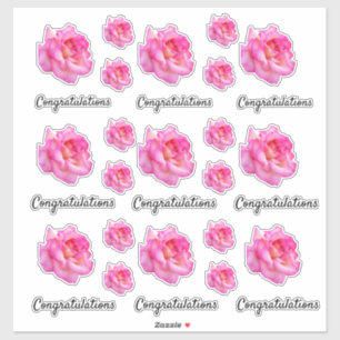 Herzlichen Glückwunsch Pink Variegated Rose Cutout Aufkleber