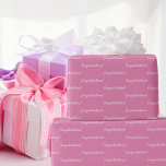 Herzlichen Glückwunsch pink weiß Geschenkpapier<br><div class="desc">Ein grimmiges,  trendiges Party,  das Papierblätter umhüllt. Rosa Hintergrund,  Weißtext: Herzlichen Glückwunsch!</div>