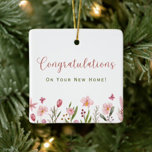 Herzlichen Glückwunsch Realtor Personalisiert Pink Keramikornament (Baum)