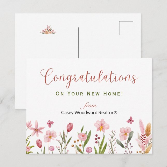 Herzlichen Glückwunsch Realtor Personalisiert Pink Postkarte (Vorne/Hinten)