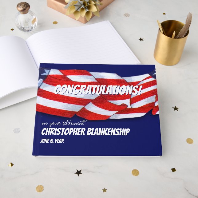 Herzlichen Glückwunsch Red White Blue Bunting Gästebuch (Vorderseite Offen)