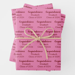 Herzlichen Glückwunsch Rosa dunkle rote Klasse von Geschenkpapier Set
