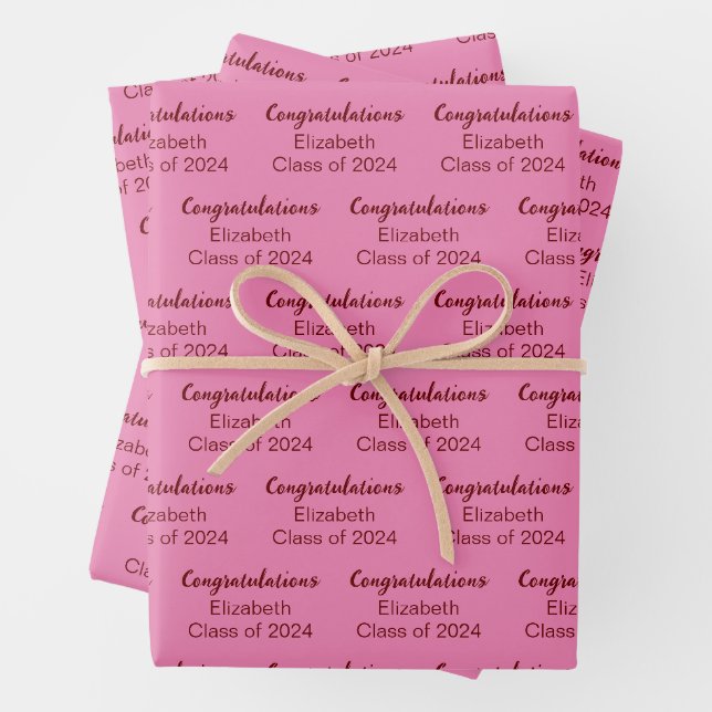 Herzlichen Glückwunsch Rosa dunkle rote Klasse von Geschenkpapier Set (Beispiel)