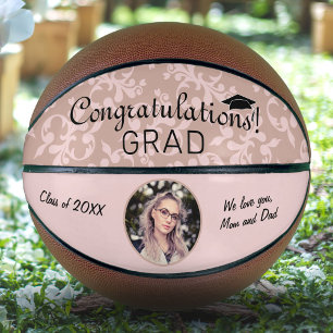 Herzlichen Glückwunsch Rosa Ornament Abschlussfoto Basketball