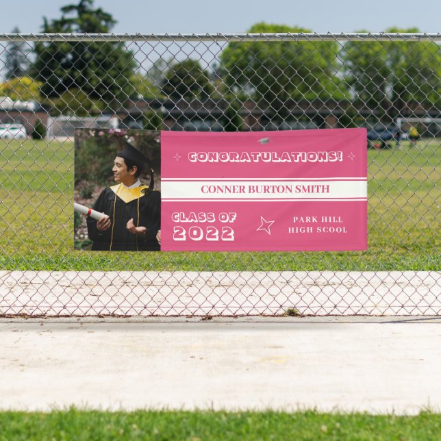 Herzlichen Glückwunsch Rosa und Weiße Monogramm Banner (Insitu)