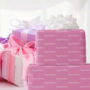 Herzlichen Glückwunsch rosa weiß  Geschenkpapier