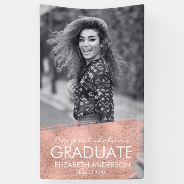 Herzlichen Glückwunsch Rose Gold Foto Abschluss Banner (Vertikal)