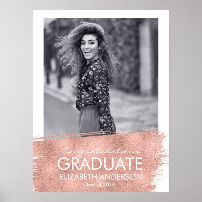 Herzlichen Glückwunsch Rose Gold Foto Abschluss Si Poster (Vorne)