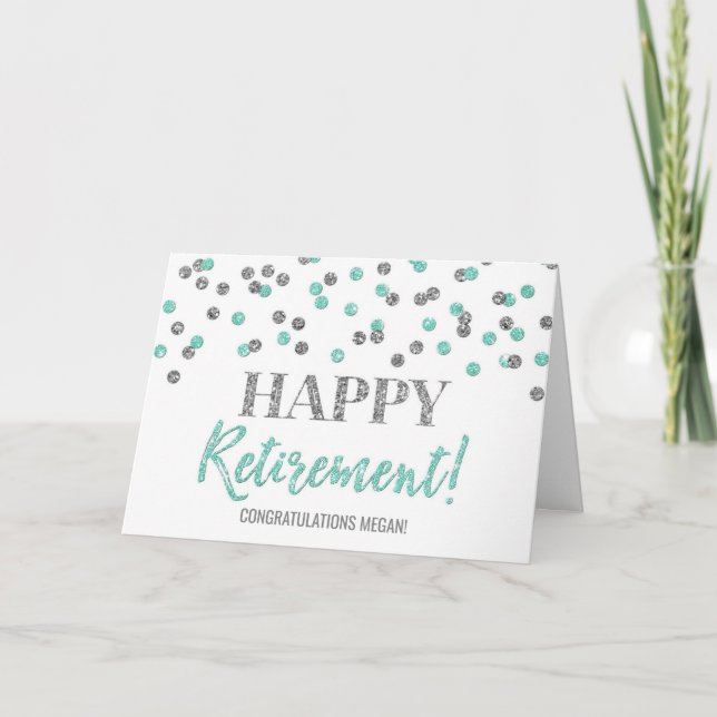 Herzlichen Glückwunsch Ruhestand Turquoise Silver Karte (Vorderseite)