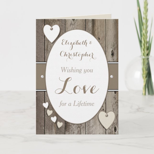 Herzlichen Glückwunsch Rustic Hochzeitstag weiß Karte (Vorderseite)