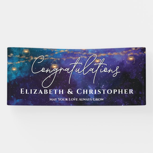 Herzlichen Glückwunsch Rustic Tee Lights Stars Ver Banner (Horizontal)