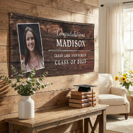 Herzlichen Glückwunsch Rustic Wood Abschluss Foto Banner