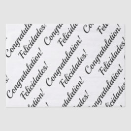 Herzlichen Glückwunsch Schwarzweiß-Text Seidenpapier