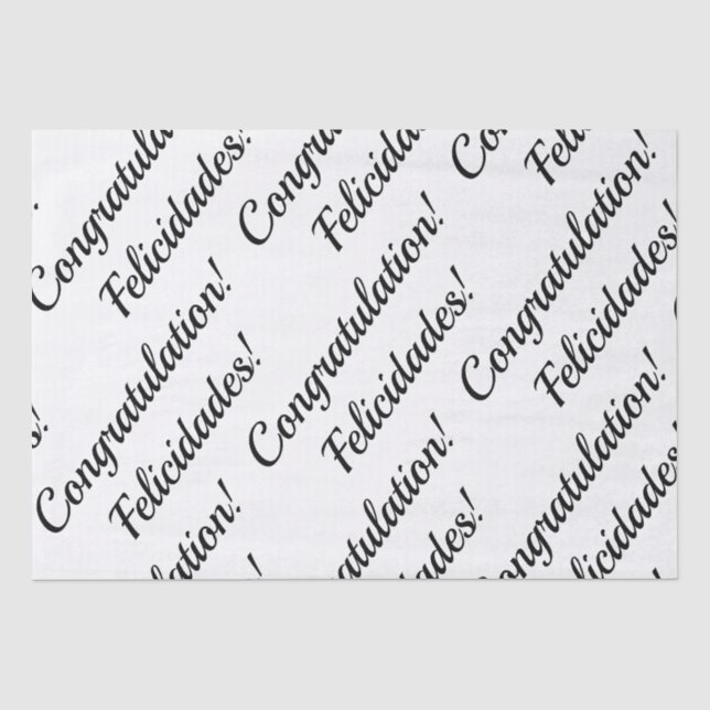Herzlichen Glückwunsch Schwarzweiß-Text Seidenpapier (Vorderseite)