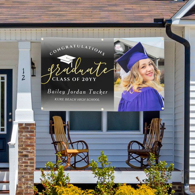 Herzlichen Glückwunsch Script Black Gold Foto Absc Banner (Von Creator hochgeladen)