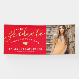 Herzlichen Glückwunsch Script Red Gold Foto Abschl Banner