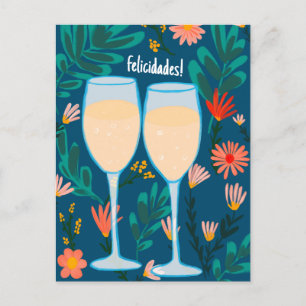Herzlichen Glückwunsch Sekt Champagner Floral Pros Postkarte