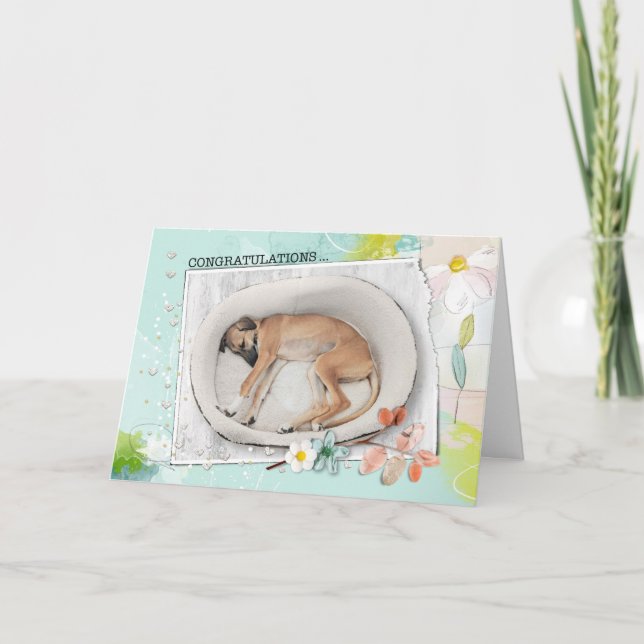 Herzlichen Glückwunsch Shelter Hund Adoption Karte (Vorderseite)