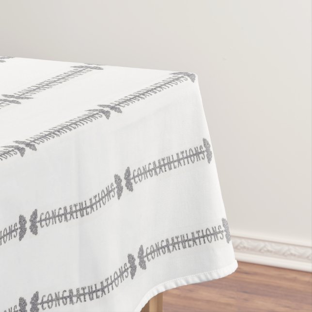Herzlichen Glückwunsch Silver White Brautparty Hoc Tischdecke (Beispiel)