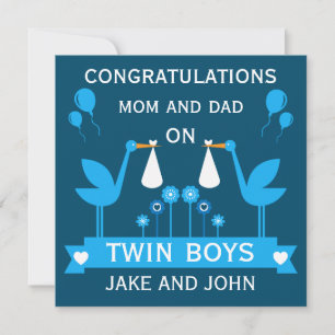 Herzlichen Glückwunsch Stalk Delivery Twin Boy Karte
