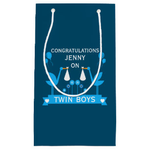 Herzlichen Glückwunsch Stalk Delivery Twin Boy Kleine Geschenktüte
