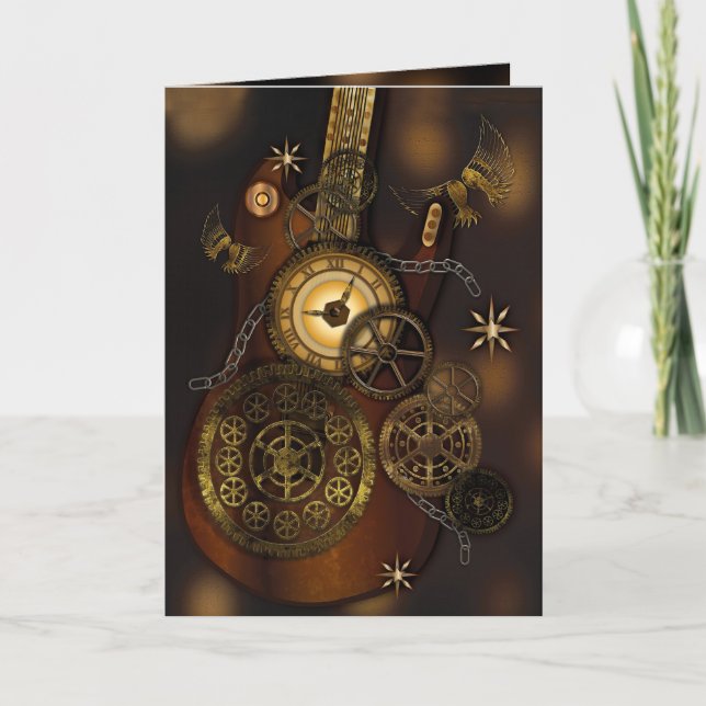 Herzlichen Glückwunsch Steampunk Metal Gear Clock  Karte (Vorderseite)