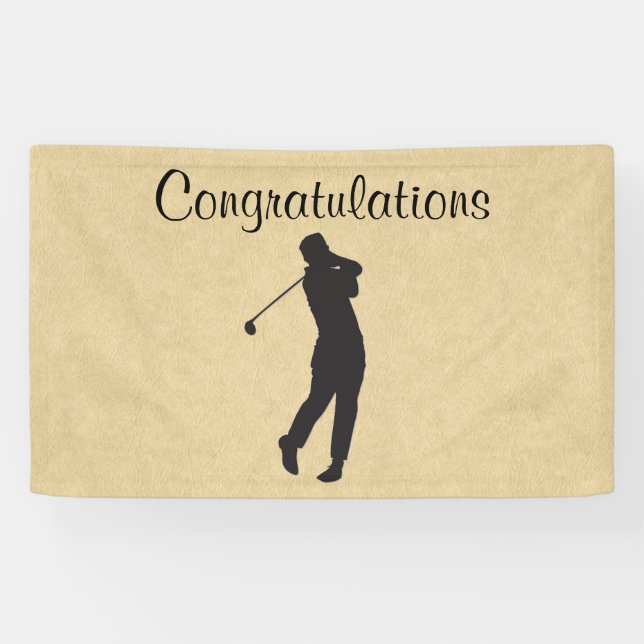 Herzlichen Glückwunsch Tan Leather Golf Design Banner (Horizontal)