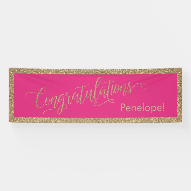 Herzlichen Glückwunsch Typografie Gold Glitzer Hot Banner (Horizontal)