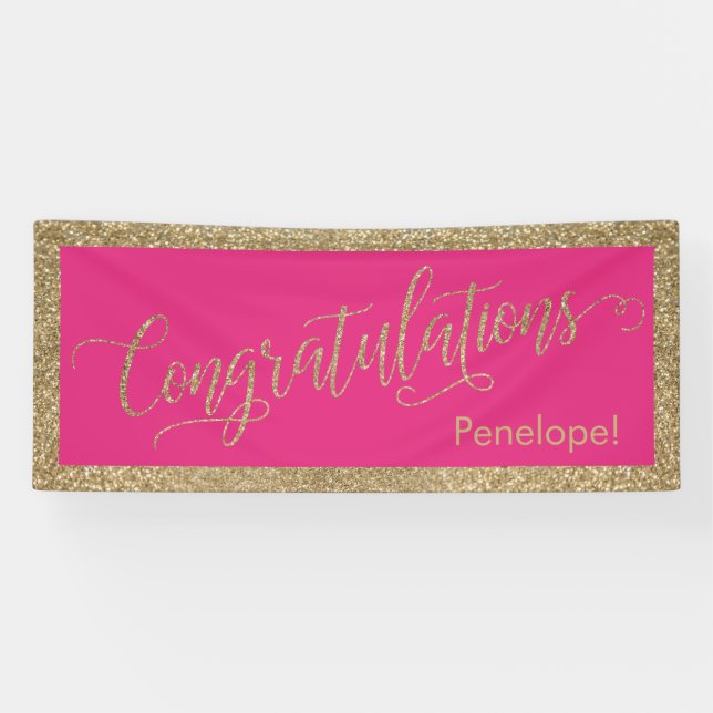 Herzlichen Glückwunsch Typografie Gold Glitzer Hot Banner (Horizontal)