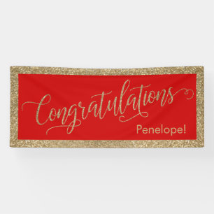 Herzlichen Glückwunsch Typography Gold Glitter und Banner