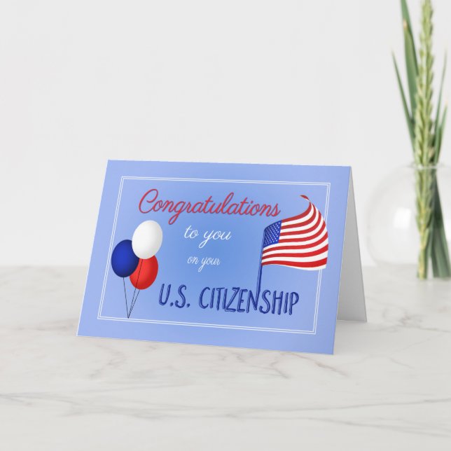 Herzlichen Glückwunsch US Citizenship US Flag und  Karte (Vorderseite)