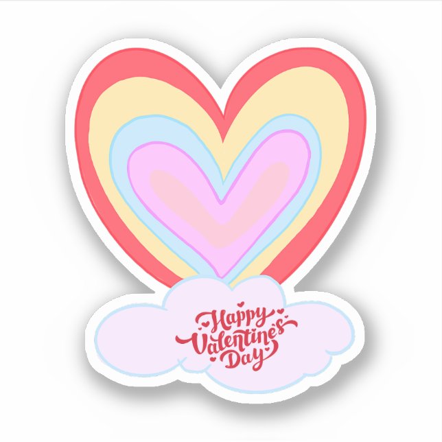 Herzlichen Glückwunsch Valentinstag mit niedlichem Aufkleber (Vorderseite)