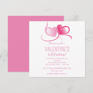 Herzlichen Glückwunsch Valentinstag, süß-rosa Herz Einladung