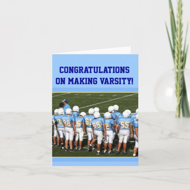 Herzlichen Glückwunsch Varsity Football Grußkarte Karte (Vorderseite)