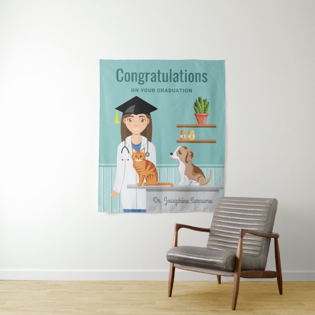Herzlichen Glückwunsch Veterinär Graduate DVM Absc Wandteppich (Beispiel)