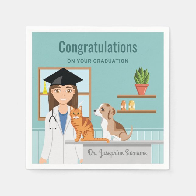 Herzlichen Glückwunsch Veterinarian Vet DVM Abschl Serviette (Vorderseite)